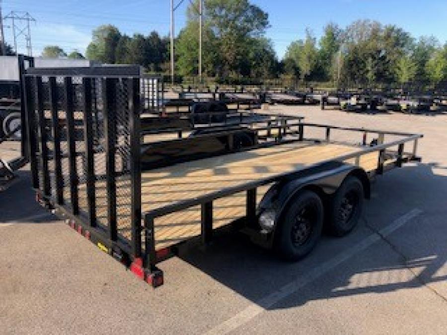 2024 Big Tex 70PI – Tandem Axle Pipe Top Utility Trailer 83” x 16’ w/ a 4′ spring-assisted ramp gate, spare tire mount, brakes image 1