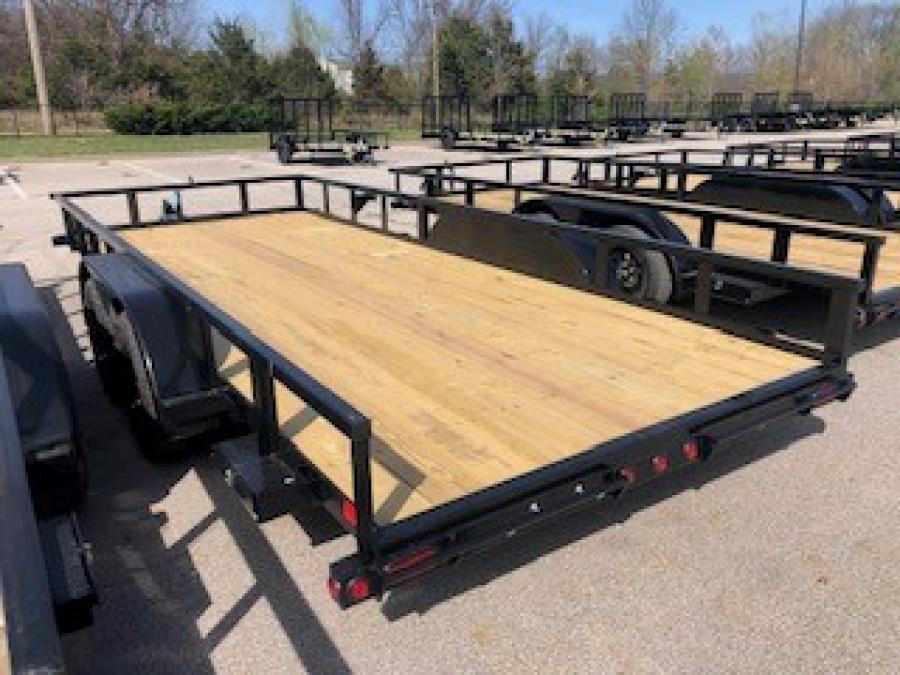 2024 Big Tex 70PI – Tandem Axle Pipe Top Utility Trailer 83” x 18’ w/ 4′ slide-out ramps, spare tire mount, brakes image 1