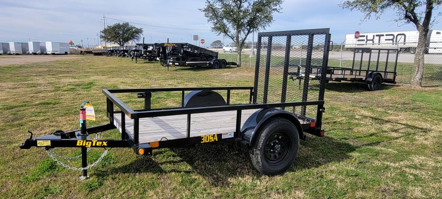 Big Tex 30SA-08BK4RG (60″W x 8’L, Single Axle Utility Trailer with 4′ Spring Assist Ramp Gate and Spare Tire Mount) image 1
