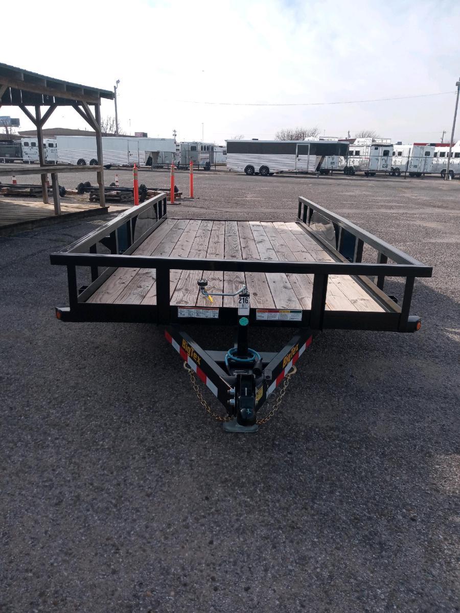 Big Tex 14PI-16BK (83″W x 16’L, Heavy Duty Tandem Axle Utility Trailer, 4′ Slide-in Ramps and Spare Tire Mount) image 1