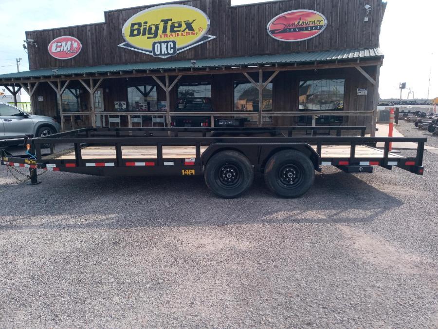 Big Tex 14PI-16BK (83″W x 16’L, Heavy Duty Tandem Axle Utility Trailer, 4′ Slide-in Ramps and Spare Tire Mount) image 0