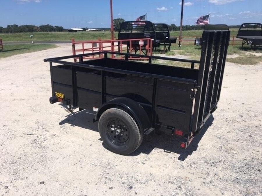 Big Tex 30SV-08BK (60″W x 8’L, Single Axle Vanguard Trailer with 4′ Spring Assist Ramp Gate and Spare Tire Mount) image 0