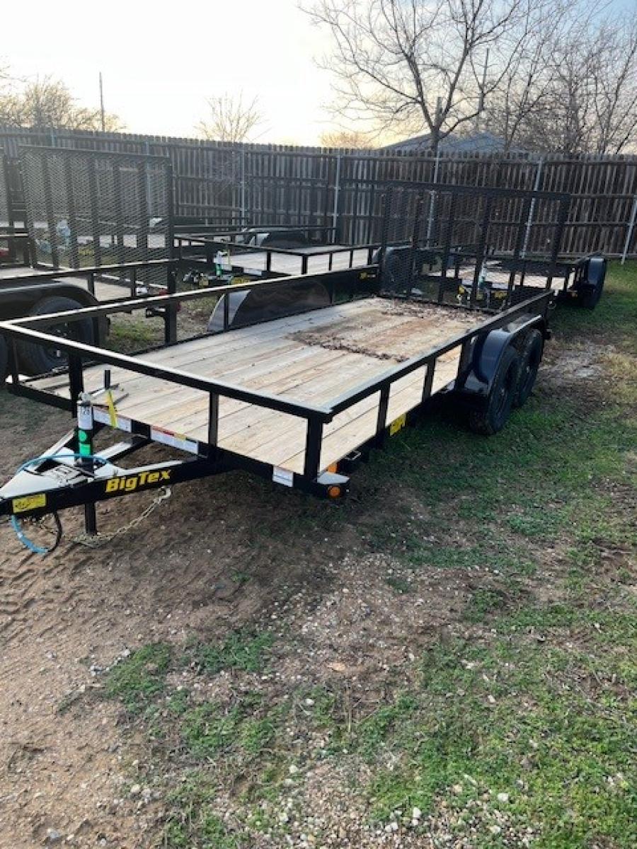 Big Tex 60PI-16BK4RG (77″W x 16’L, Tandem Axle Utility Trailer with 4′ Spring Assist Ramp Gate, Spare Tire Mount and Brakes on One Axle) image 2