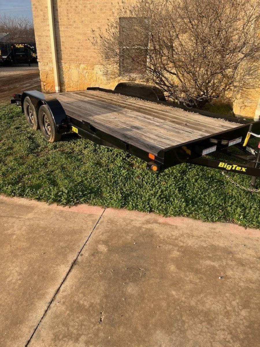 Big Tex 70CH-18BKDT (83″W x 18’L, Tandem Axle Car Hauler with 4′ Slide-in Ramps, Dovetail, Spare Tire Mount and Brakes on One Axle) image 1