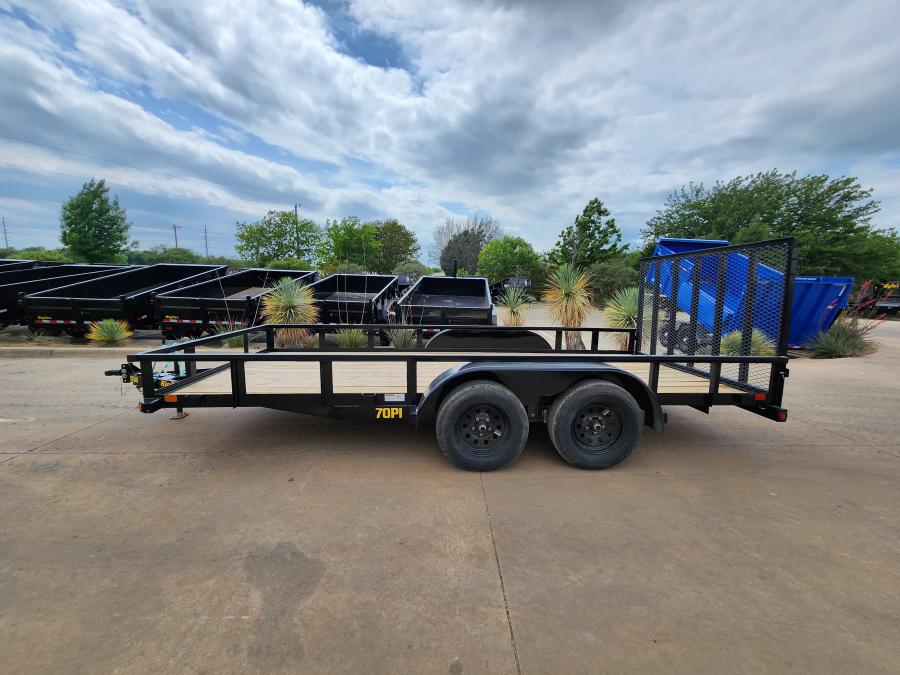 Big Tex 70PI-16XBK4RG (83″W x 16’L, Tandem Axle Utility Trailer with 4′ Spring Assist Ramp Gate, Spare Tire Mount and Brakes on One Axle) image 2