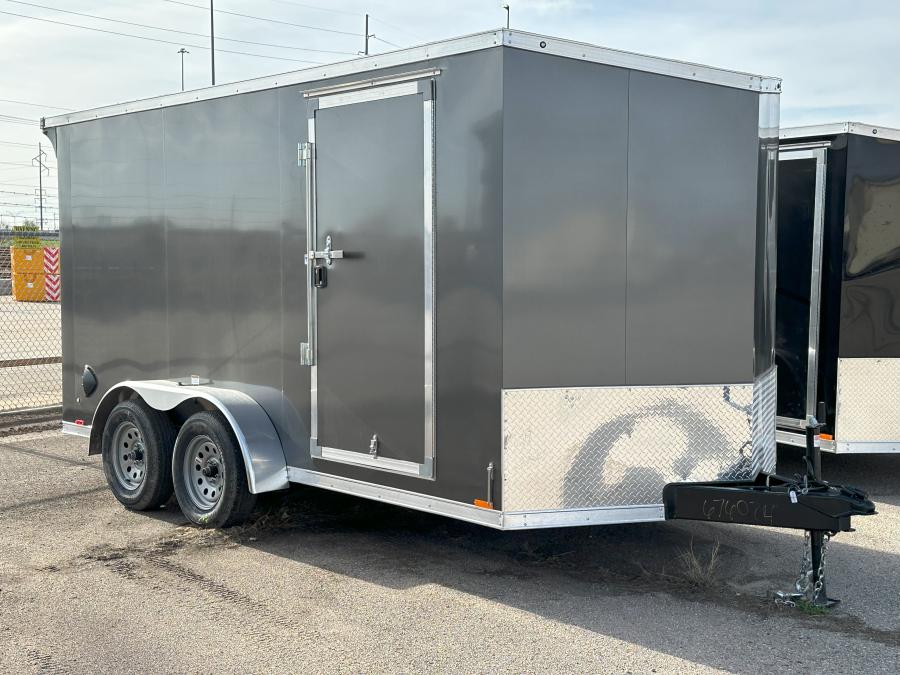 7 x 14 Tandem Axle FLAT TOP WEDGE ENCLOSED TRAILER With Rear Ramp image 0