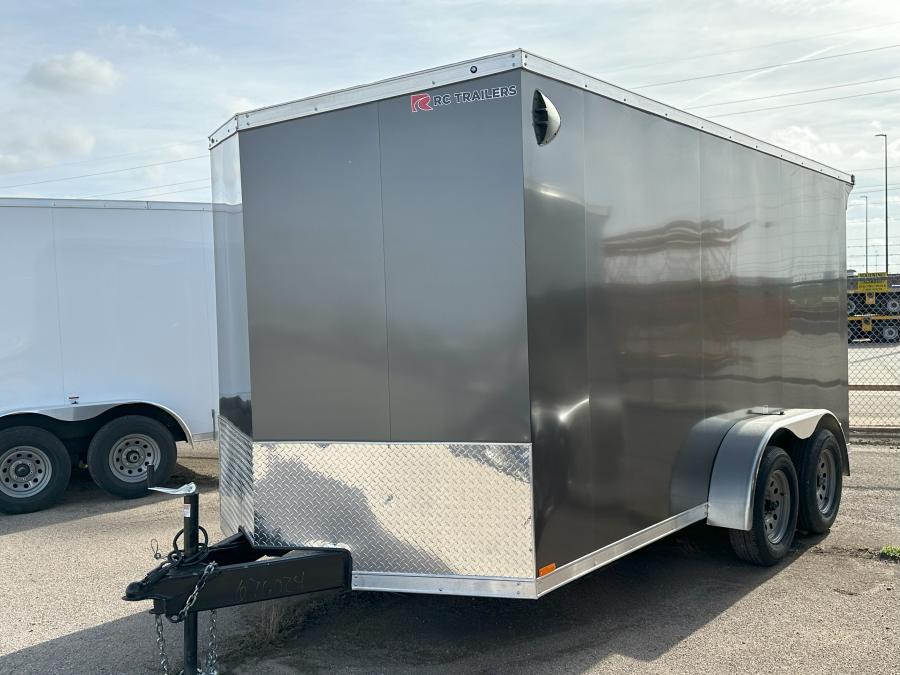 7 x 14 Tandem Axle FLAT TOP WEDGE ENCLOSED TRAILER With Rear Ramp image 1