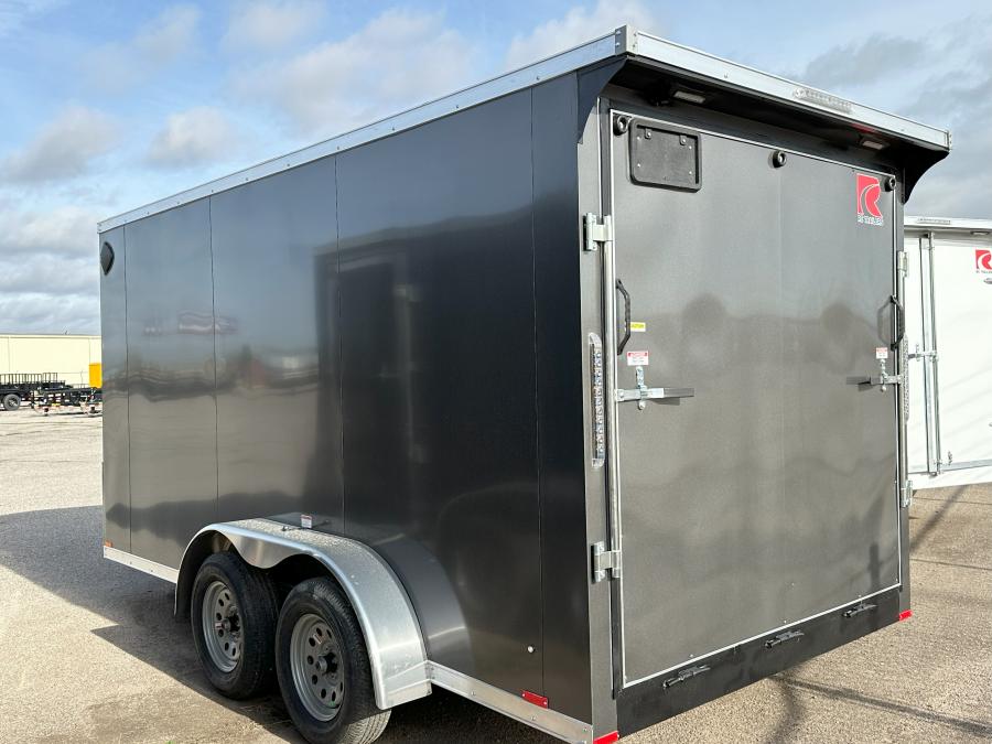 7 x 14 Tandem Axle FLAT TOP WEDGE ENCLOSED TRAILER With Rear Ramp image 2