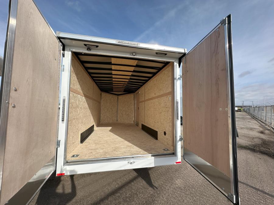 7 x 16 Tandem Axle FLAT TOP WEDG ENCLOSED TRAILER  with Rear Ramp Door and Ladder Rack image 4