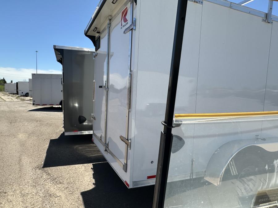 7 x 16 Tandem Axle FLAT TOP WEDG ENCLOSED TRAILER  with Rear Ramp Door and Ladder Rack image 0