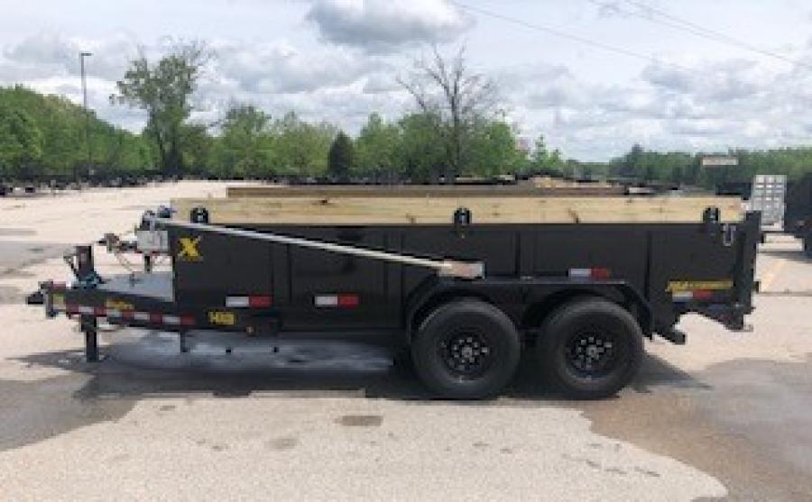 2025 Big Tex 14XD – Heavy Duty Low Profile Dump Trailer 83”x 14’ w/ combo gate, spare tire mount, 6’ slide in ramps, spring-loaded swing arm tarp, 14-ply tires – Black image 1