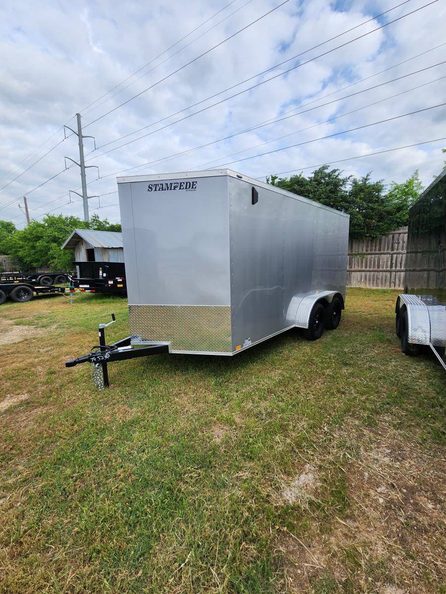 STALLION 7X14 TANDEM AXLE CARGO TRAILER, V-NOSE, SIDE DOOR, RAMP DOOR, 6’6″ INTERIOR HEIGHT image 1