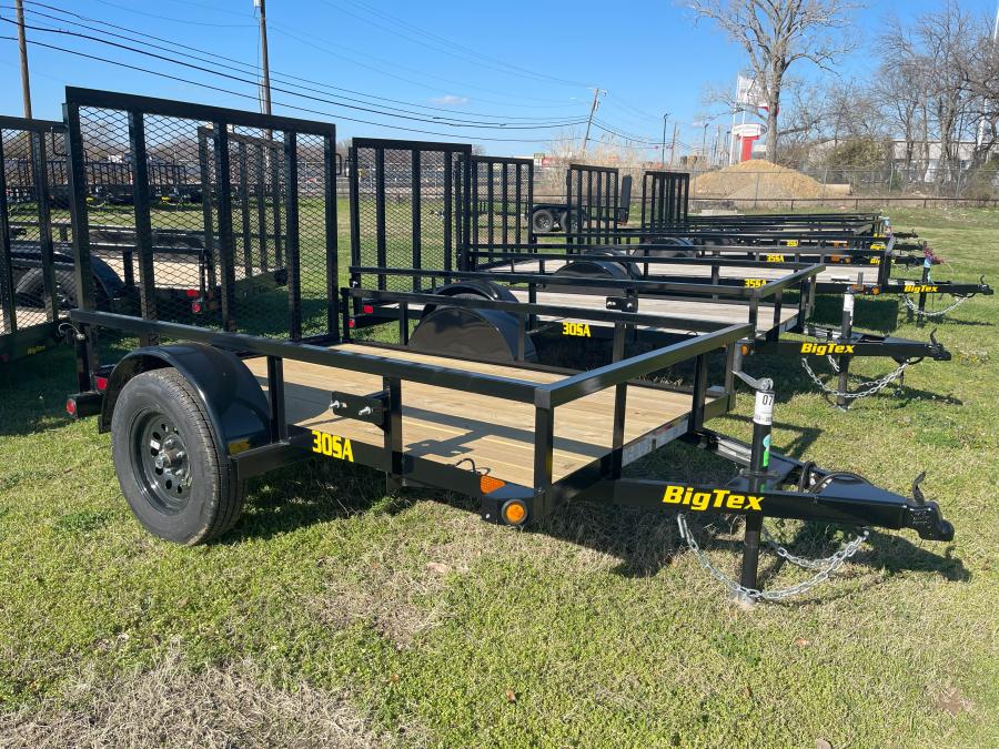 *PROMO* 2024 Big Tex 30SA-10BK4RG Single Axle (5’x10′) 2995# 2”Square Pipe Top Utility Trailer w/Spare Mount, 4’ Spring Assisted Ramp Gate-Black image 0