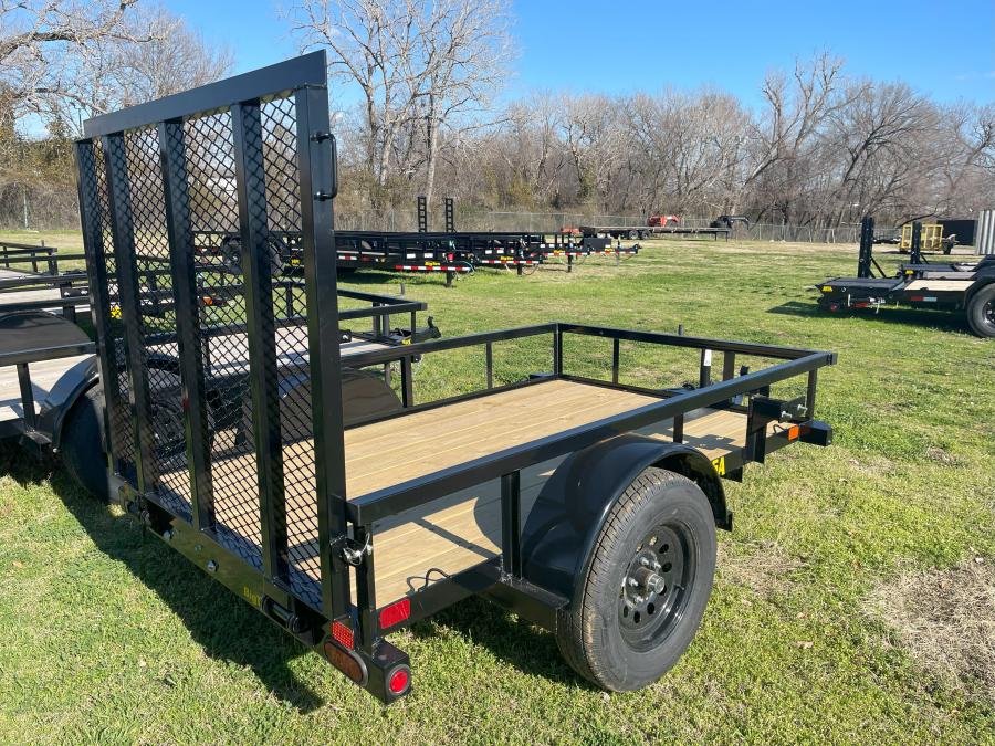 *PROMO* 2024 Big Tex 30SA-10BK4RG Single Axle (5’x10′) 2995# 2”Square Pipe Top Utility Trailer w/Spare Mount, 4’ Spring Assisted Ramp Gate-Black image 1