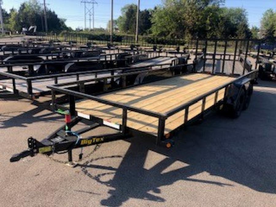 2024 Big Tex 70PI – Tandem Axle Pipe Top Utility Trailer 83” x 20’ w/ a 4′ spring assisted ramp gate, spare tire mount, brakes image 0