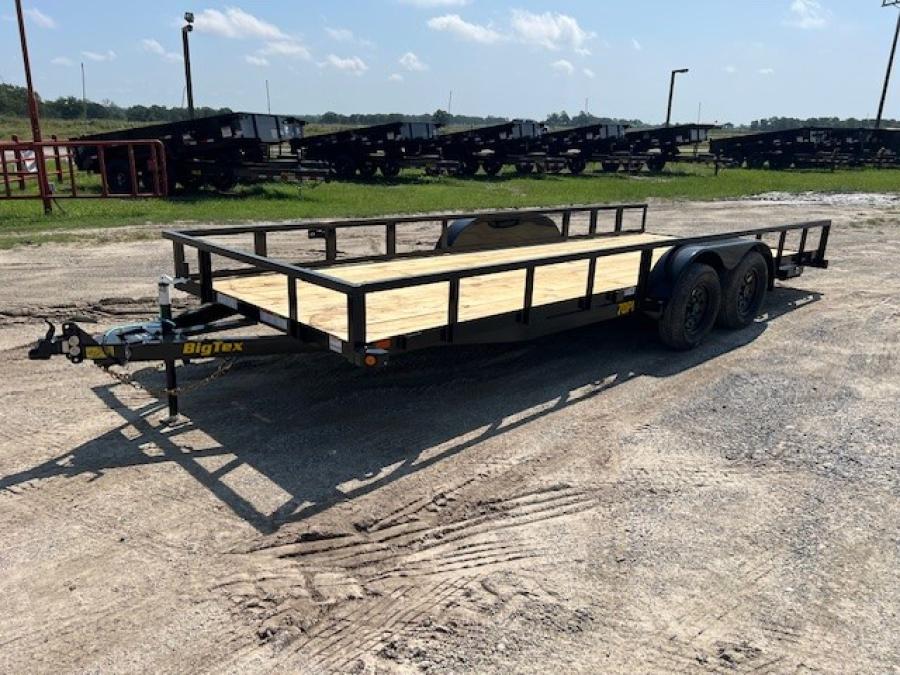 Big Tex 70PI-X 83″ x 20′ Tandem Axle Square Tube Top Utility Trailer w/ Slide Out Loading Ramps image 0