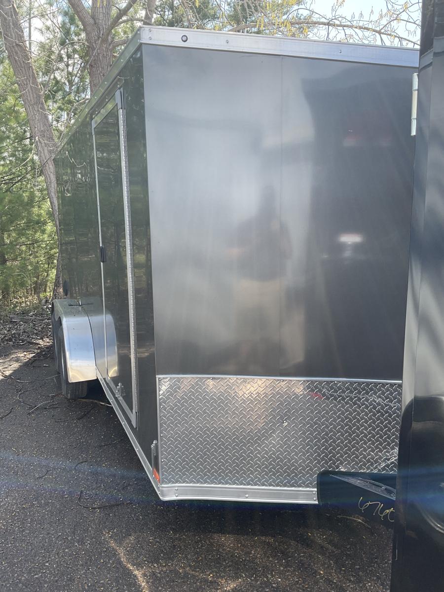DLX7 DLX 7 x 16 TA FLAT TOP WEDGE ENCLOSED TRAILER BY RC image 0