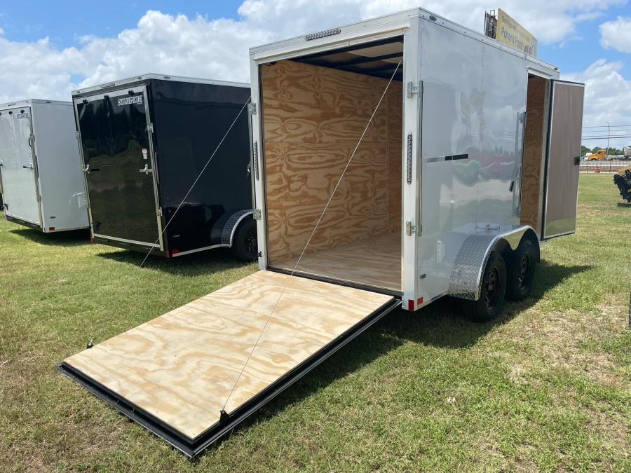 2024 Stallion Enclosed Cargo 7K# (6’x12’x7’IH) Tandem Axle, Rear Ramp Door-White #005645 Image 1