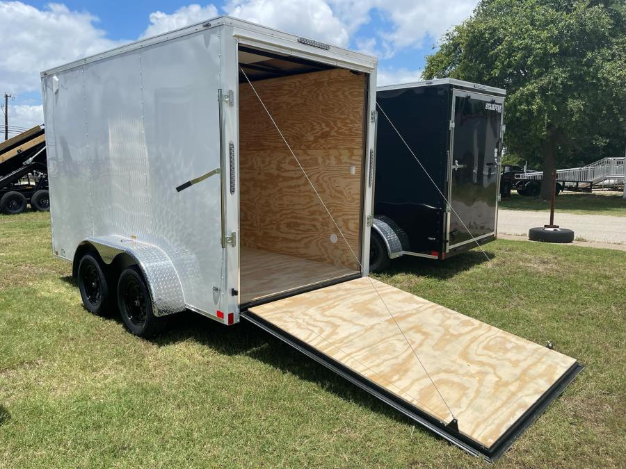 2024 Stallion Enclosed Cargo 7K# (6’x12’x7’IH) Tandem Axle, Rear Ramp Door-White #005645 Image 2