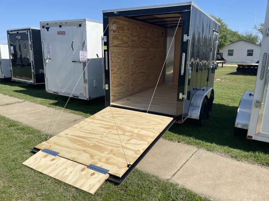 2024 Commander Enclosed Cargo 7K# (6’x12’x6’IH) Flat Nose Tandem Axle, Rear Ramp Door-Black #023755 Image 5