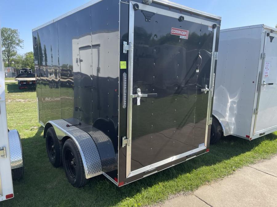 2024 Commander Enclosed Cargo 7K# (6’x12’x6’IH) Flat Nose Tandem Axle, Rear Ramp Door-Black #023755 Image 4