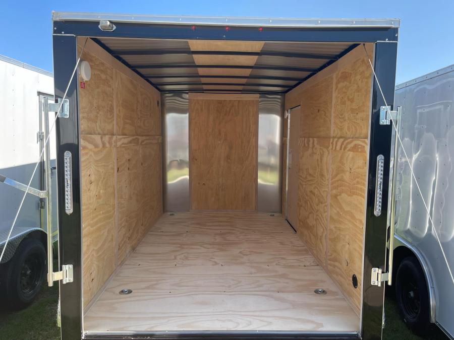 2024 Commander Enclosed Cargo 7K# (7’x12’x6.5’IH) Flat Nose Tandem Axle, Rear Ramp Door-White#023757 Image 4