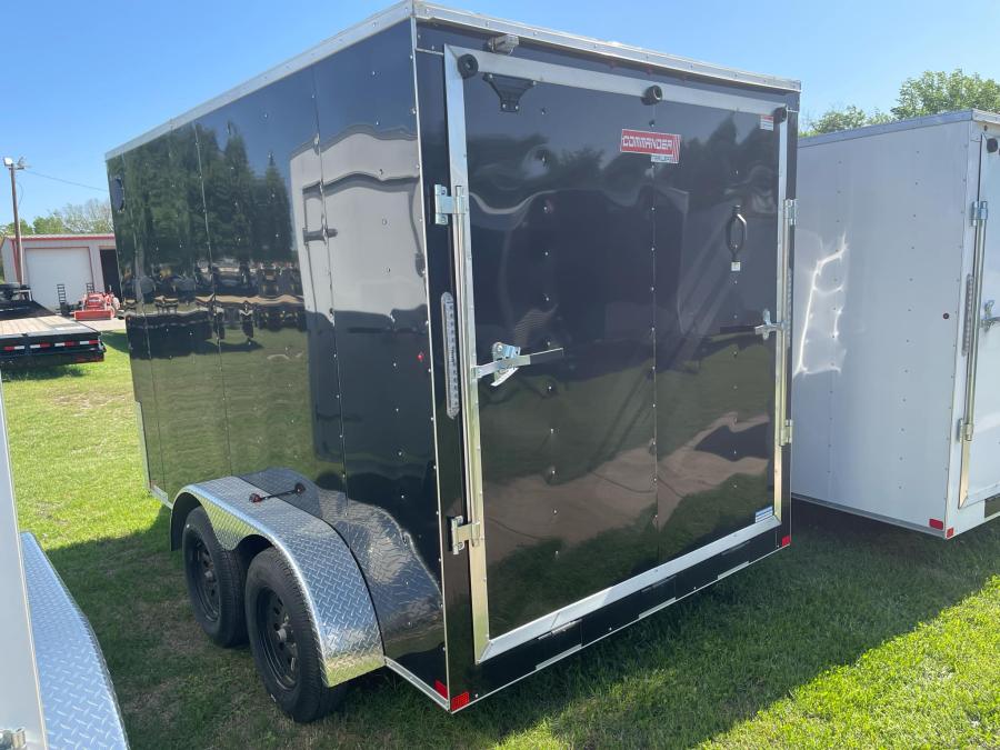 2024 Commander Enclosed Cargo 7K# (7’x12’x6.5’IH) Flat Nose Tandem Axle, Rear Ramp Door-White#023757 Image 5