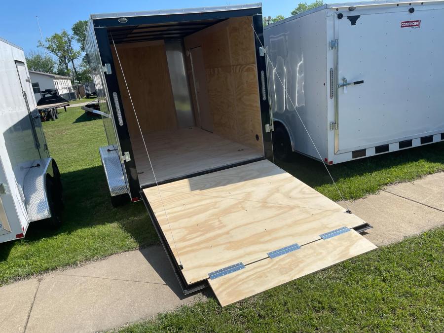 2024 Commander Enclosed Cargo 7K# (7’x12’x6.5’IH) Flat Nose Tandem Axle, Rear Ramp Door-White#023757 Image 2