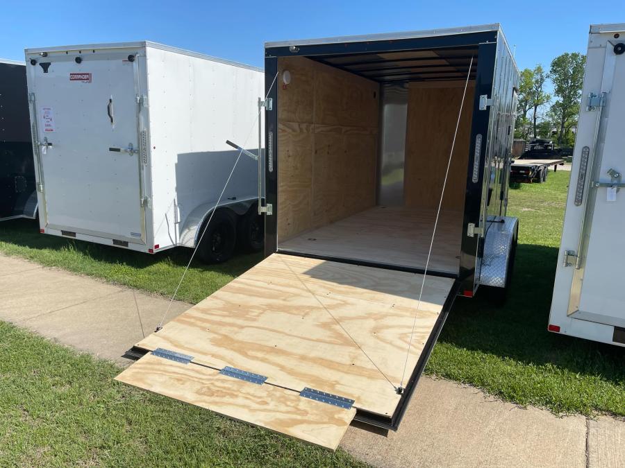 2024 Commander Enclosed Cargo 7K# (7’x12’x6.5’IH) Flat Nose Tandem Axle, Rear Ramp Door-White#023757 Image 3