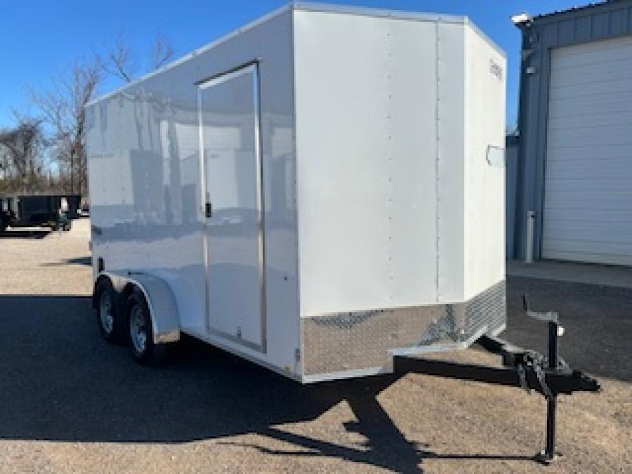 2025 Cargo Express 7X14 White DLX Flat Top V-nose Enclosed Cargo image 8