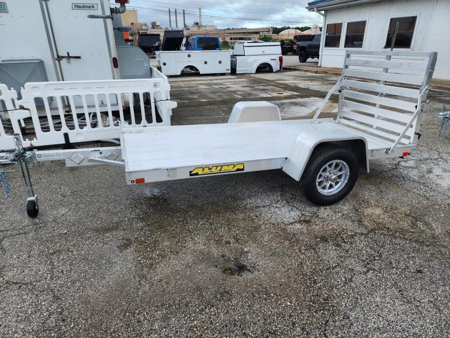 Aluma 5410 Aluma 54" x 10 SA Utility Trailer, Bi-Fold Ramp, Alum Wheels, LED LTS, All Aluminum Image 1