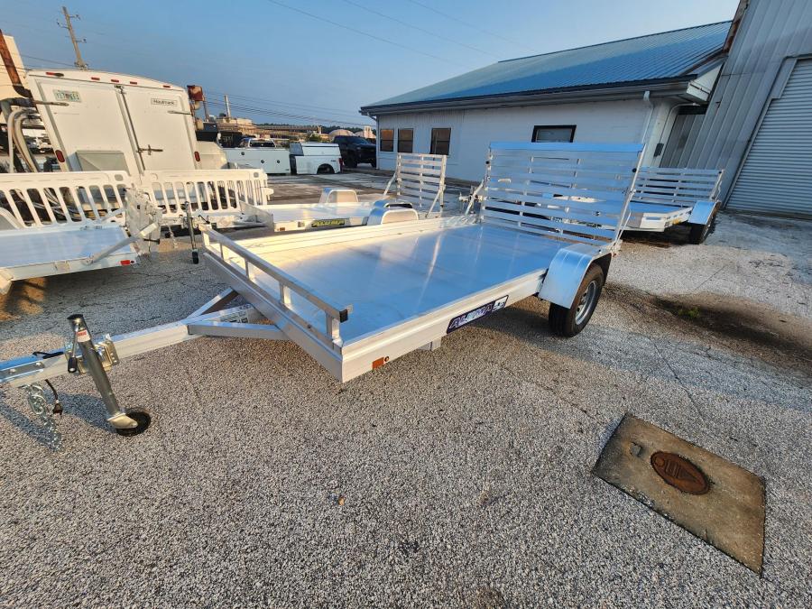 7812 Aluma 78" x 147" Single Axle Utility, Ramp, Alum Wheels, Ladder Rack Pkg, LED LTS, All Aluminum Image 1