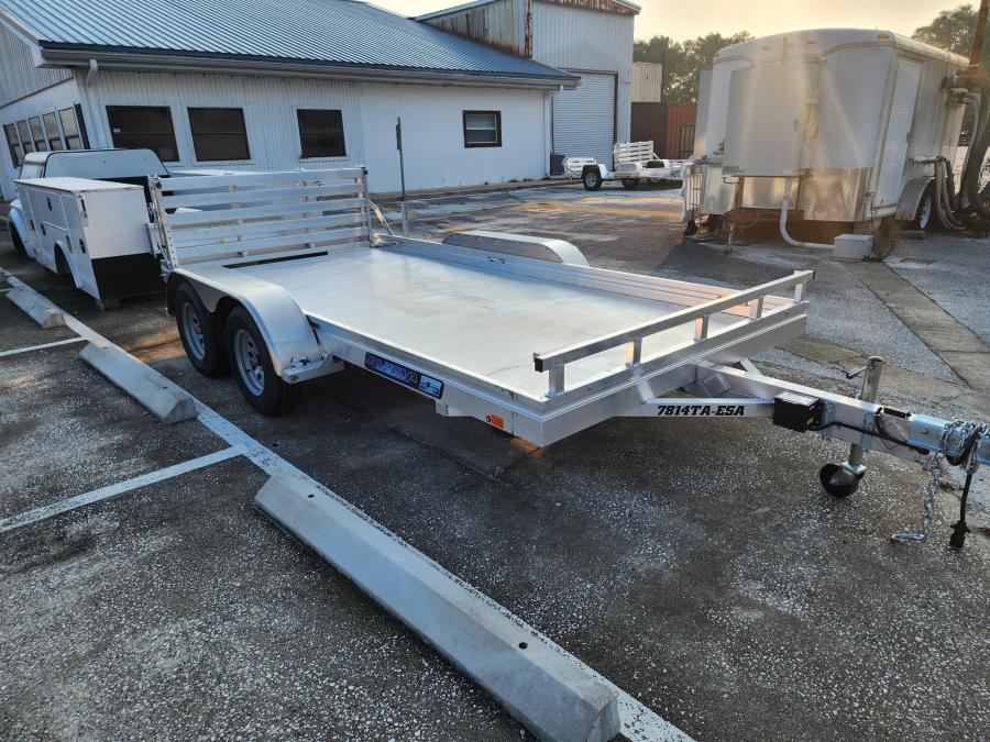 Aluma 7814 78"X172.5" Tandem Axle, Ladder Rack Pkg, Bi-Fold Gate, Aluminum Wheels, LED LTS, All Aluminum Image 0