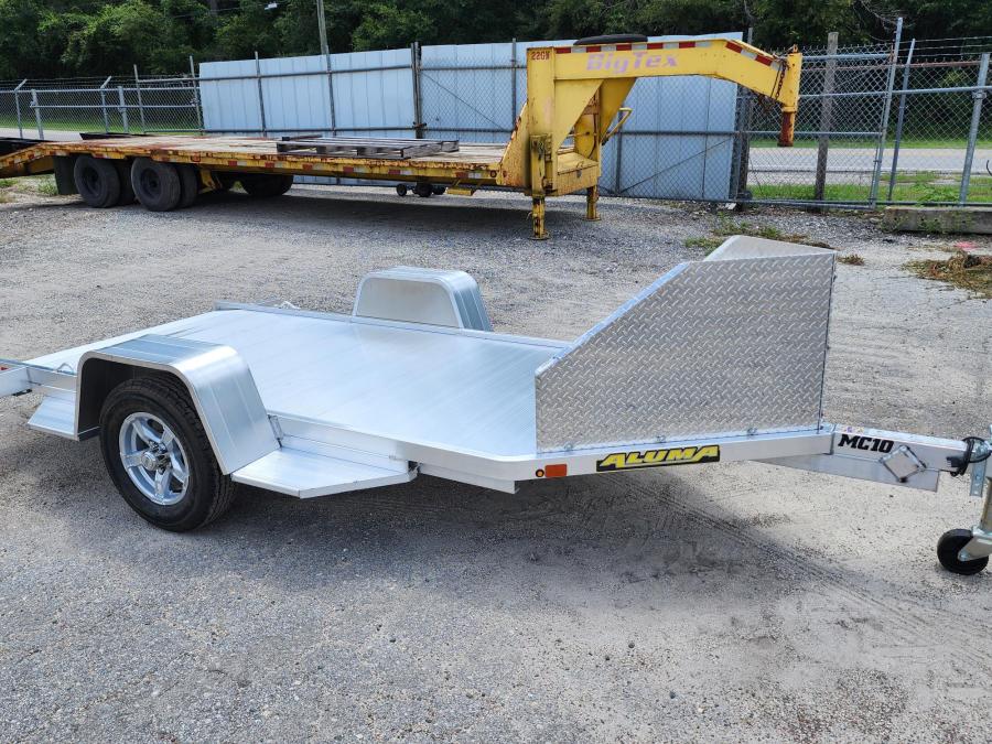 Aluma MC10 Aluma Motorcycle Trailer Bed Size - 51" x 125", Stone guard, Wheel Chock, Alum Wheels, Ramp, LED LTS Image 0