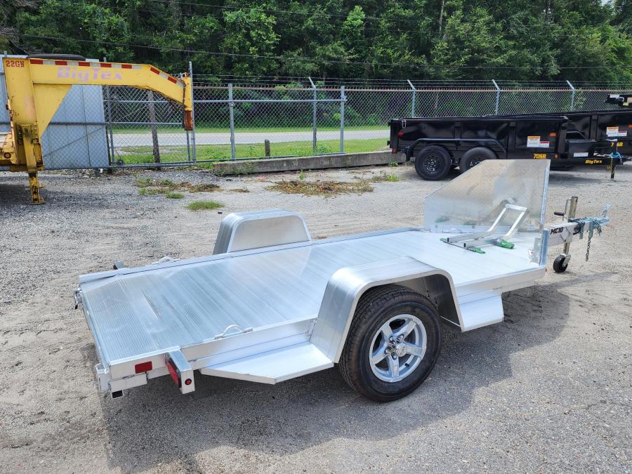 Aluma MC10 Aluma Motorcycle Trailer Bed Size - 51" x 125", Stone guard, Wheel Chock, Alum Wheels, Ramp, LED LTS Image 1