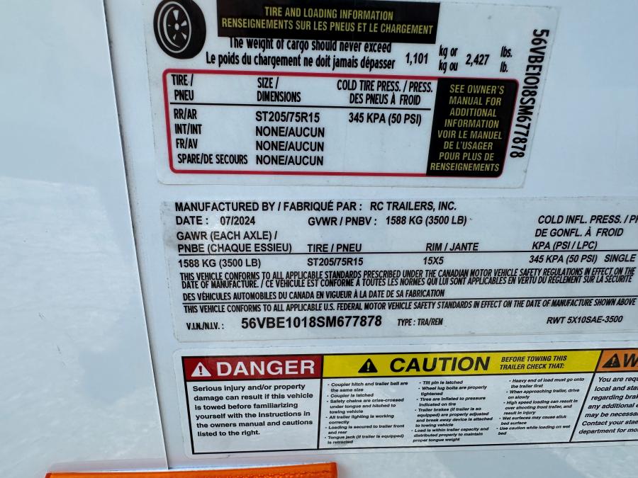 RWT5 RWT 5 x 10 SAE FLAT TOP ENCLOSED TRAILER BY RC image 3