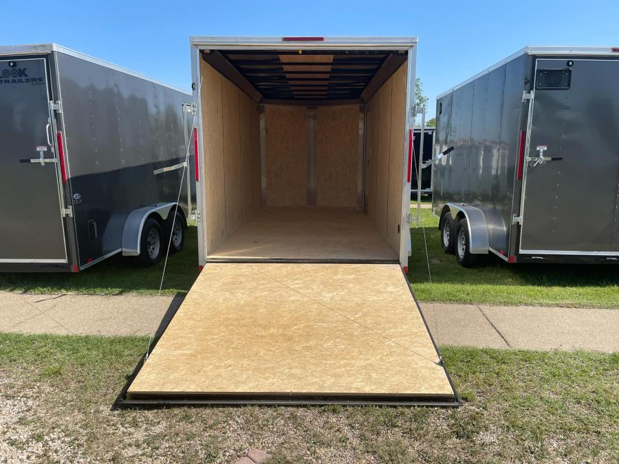 2025 LOOK-DLX Enclosed Cargo 7K# (7’x14’x7’IH) V-Nose, Tandem Axle, Rear Ramp Door-SILVER #121336 Image 1