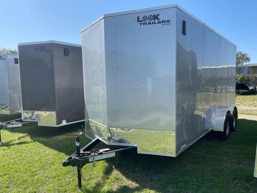 2025 LOOK-DLX Enclosed Cargo 7K# (7’x14’x7’IH) V-Nose, Tandem Axle, Rear Ramp Door-SILVER #121336 Image 4