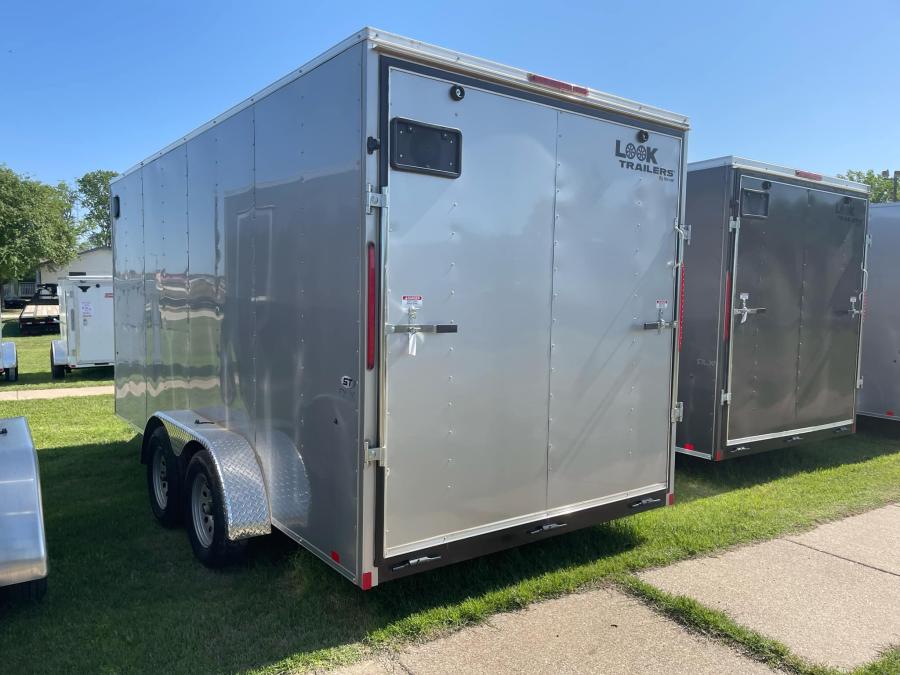2025 LOOK-DLX Enclosed Cargo 7K# (7’x14’x7’IH) V-Nose, Tandem Axle, Rear Ramp Door-SILVER #121336 Image 5