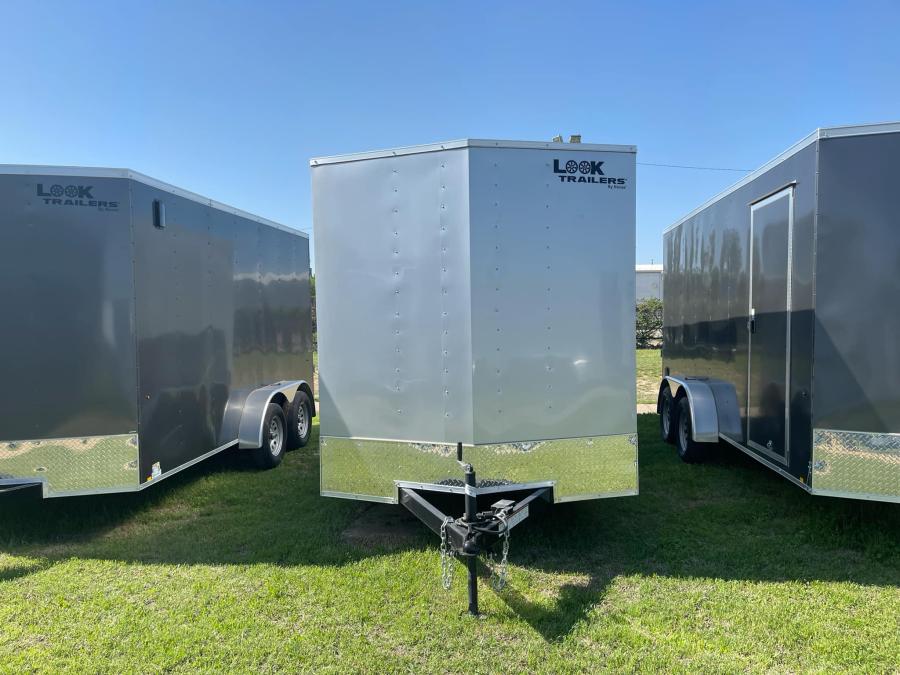 2025 LOOK-DLX Enclosed Cargo 7K# (7’x14’x7’IH) V-Nose, Tandem Axle, Rear Ramp Door-SILVER #121336 Image 9