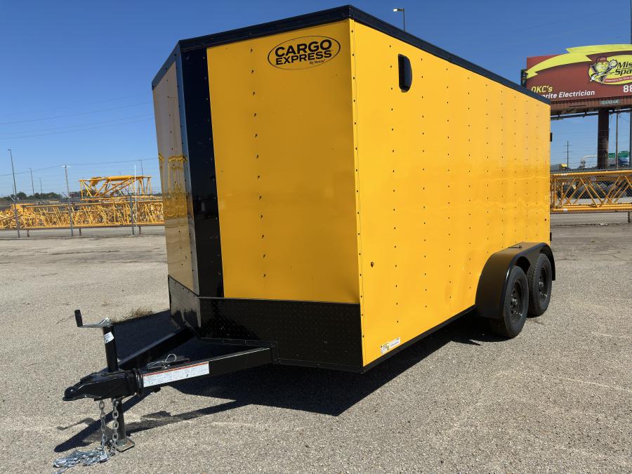 7X14 Cargo Express Deluxe Flat Top, V-Nose Enclosed Bumper Pull Cargo Trailer Image 0