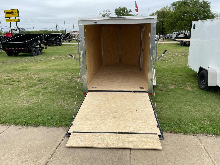 RC 2025 6'x12'x6'IH SA FLAT TOP WEDGE ENCLOSED TRAILER-Silver Image 4