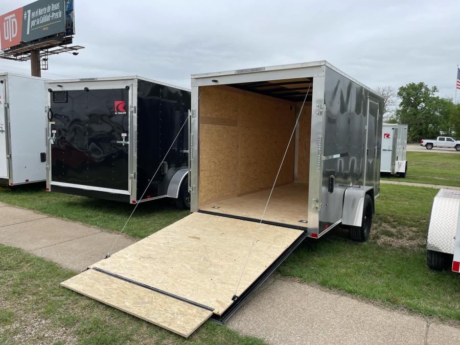 RC 2025 6'x12'x6'IH SA FLAT TOP WEDGE ENCLOSED TRAILER-Silver Image 5