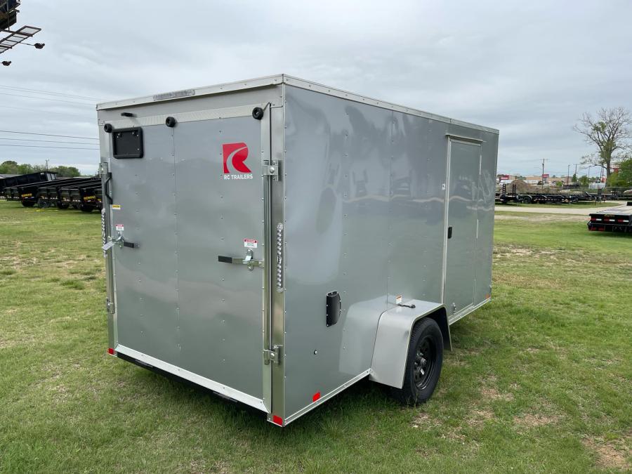 RC 2025 6'x12'x6'IH SA FLAT TOP WEDGE ENCLOSED TRAILER-Silver Image 2