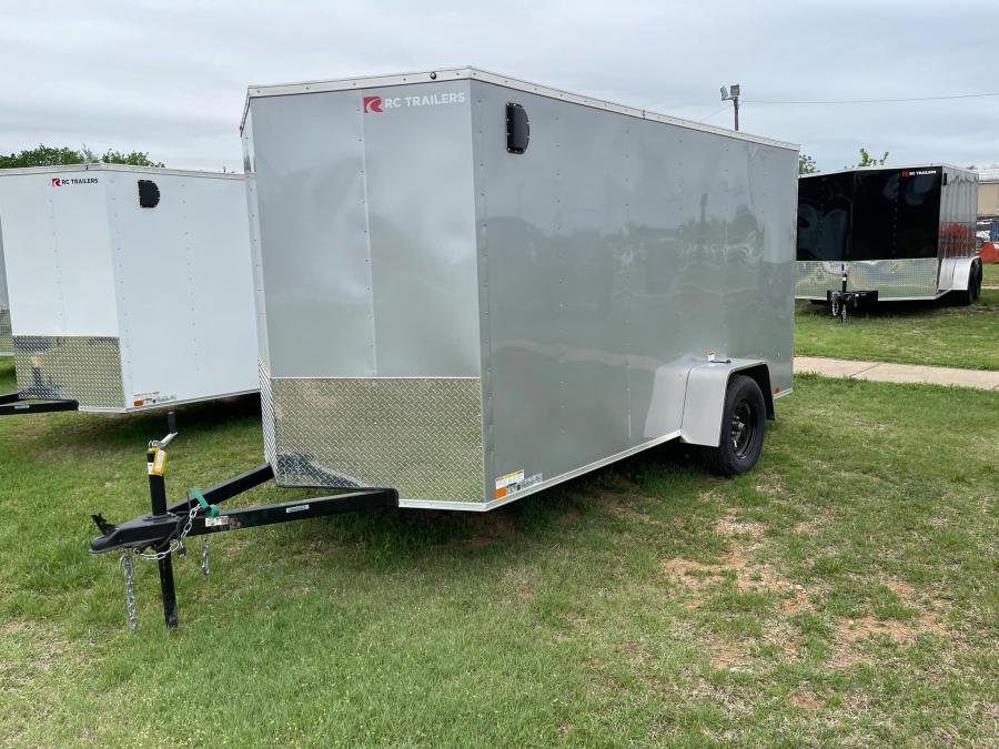 RC 2025 6'x12'x6'IH SA FLAT TOP WEDGE ENCLOSED TRAILER-Silver Image 0