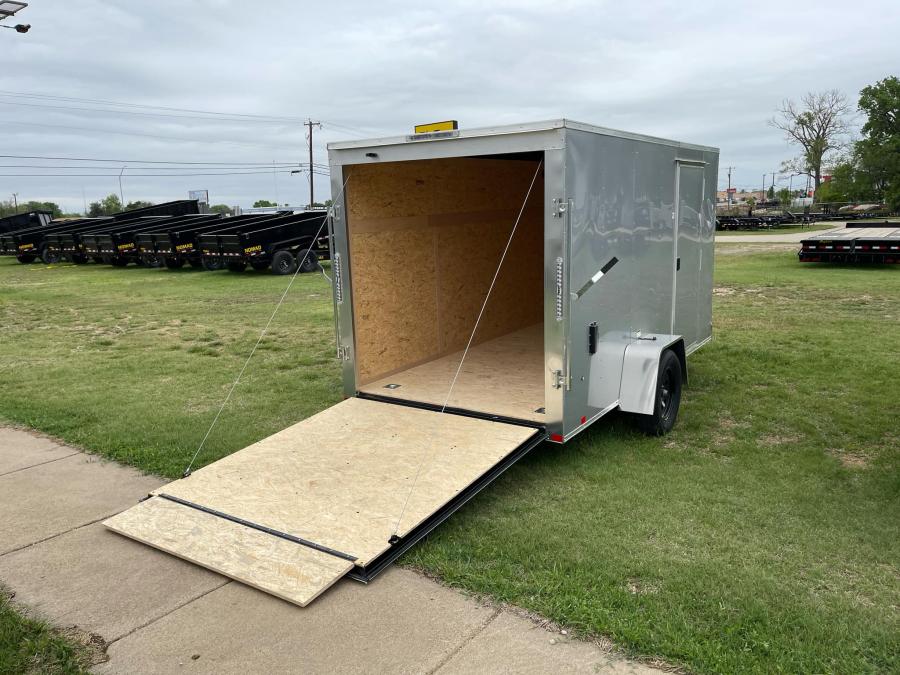 RC 2025 6'x12'x6'IH SA FLAT TOP WEDGE ENCLOSED TRAILER-Silver Image 7