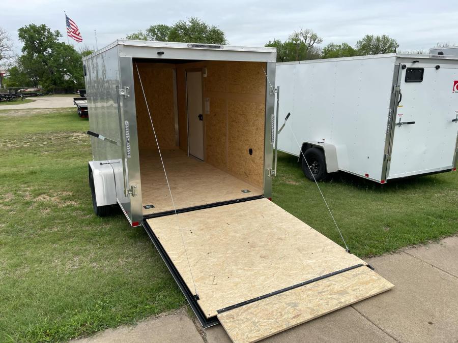 RC 2025 6'x12'x6'IH SA FLAT TOP WEDGE ENCLOSED TRAILER-Silver Image 8
