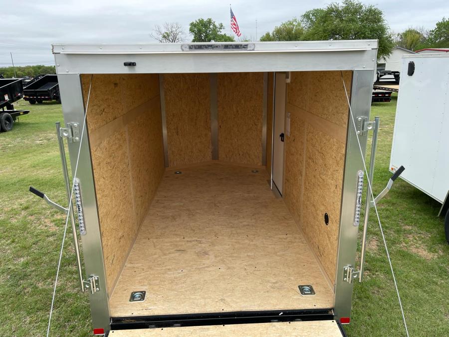 RC 2025 6'x12'x6'IH SA FLAT TOP WEDGE ENCLOSED TRAILER-Silver Image 9