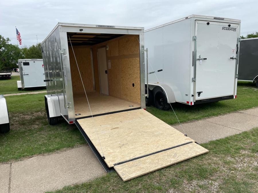 RC 2025 6'x12'x6'IH SA FLAT TOP WEDGE ENCLOSED TRAILER-Silver Image 10