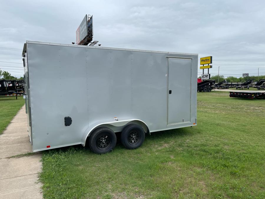 RC 2025 7'x16'x6.5'IH TA FLAT TOP WEDGE ENCLOSED TRAILER-Silver Image 1